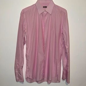 Kashani- Pink white strip button down shirt